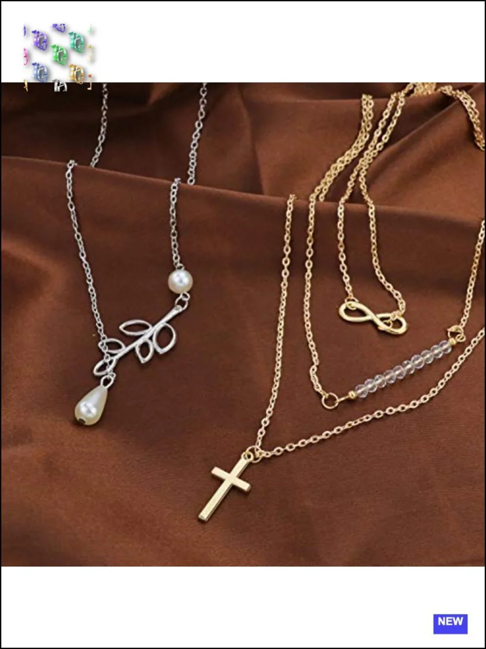 20 Pendant Necklaces, Gold and Silver, Alloy, Fashion Jewelry Set
